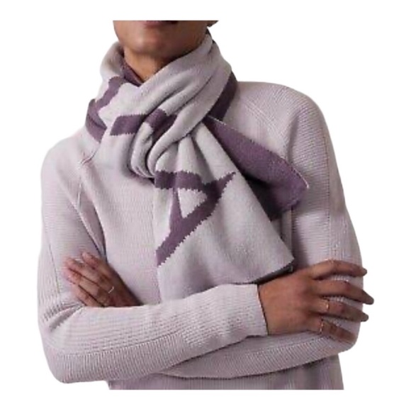 NWT Athleta Daily Knit Scarf Wool Cashmere Blend in Purple and White - Picture 4 of 4